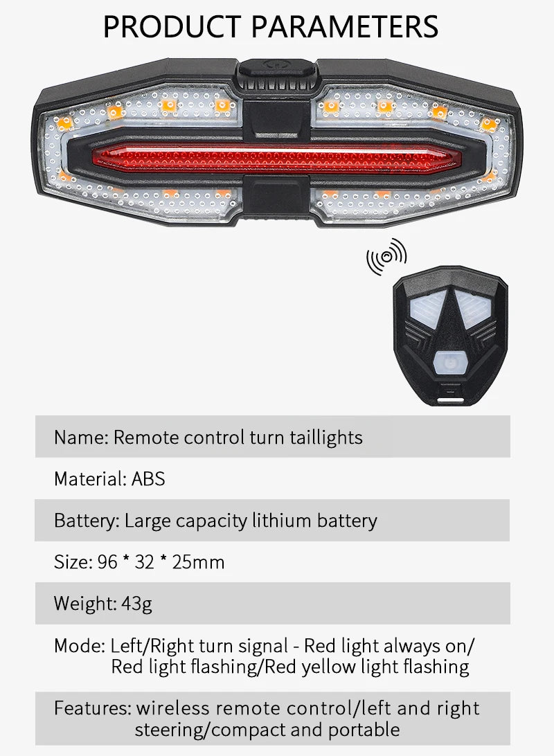 USB Rechargeable Wireless Bike Turn Signals
