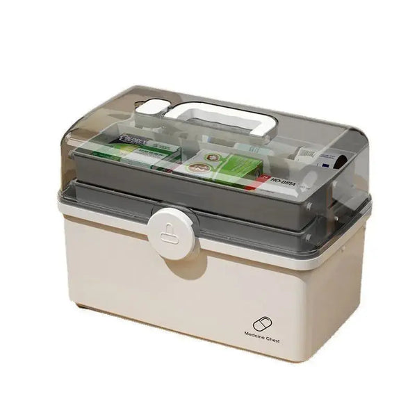 White Large Capacity Medicine Box – Multi-Layer Home Organizer