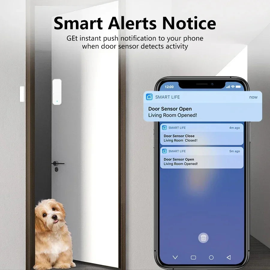 Tuya WiFi/ZigBee Smart Door & Window Sensor – Open/Close Detector