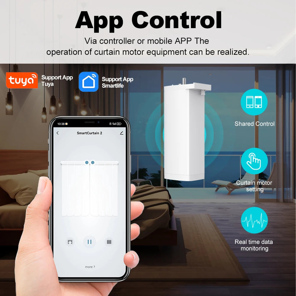 Tuya Smart 155MM Electric Curtain Motor – ZigBee/WiFi & Voice Control