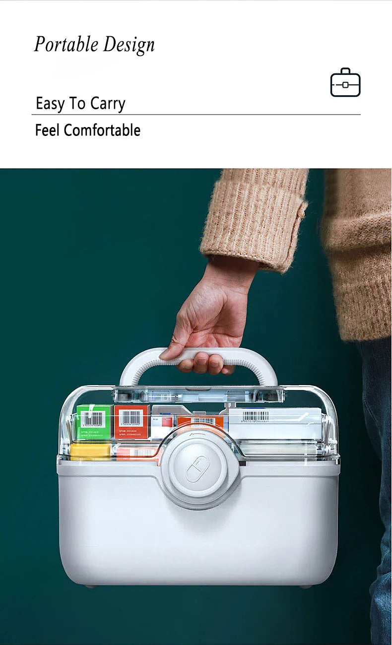 Large Capacity Medicine Storage Box – Portable First Aid Organizer