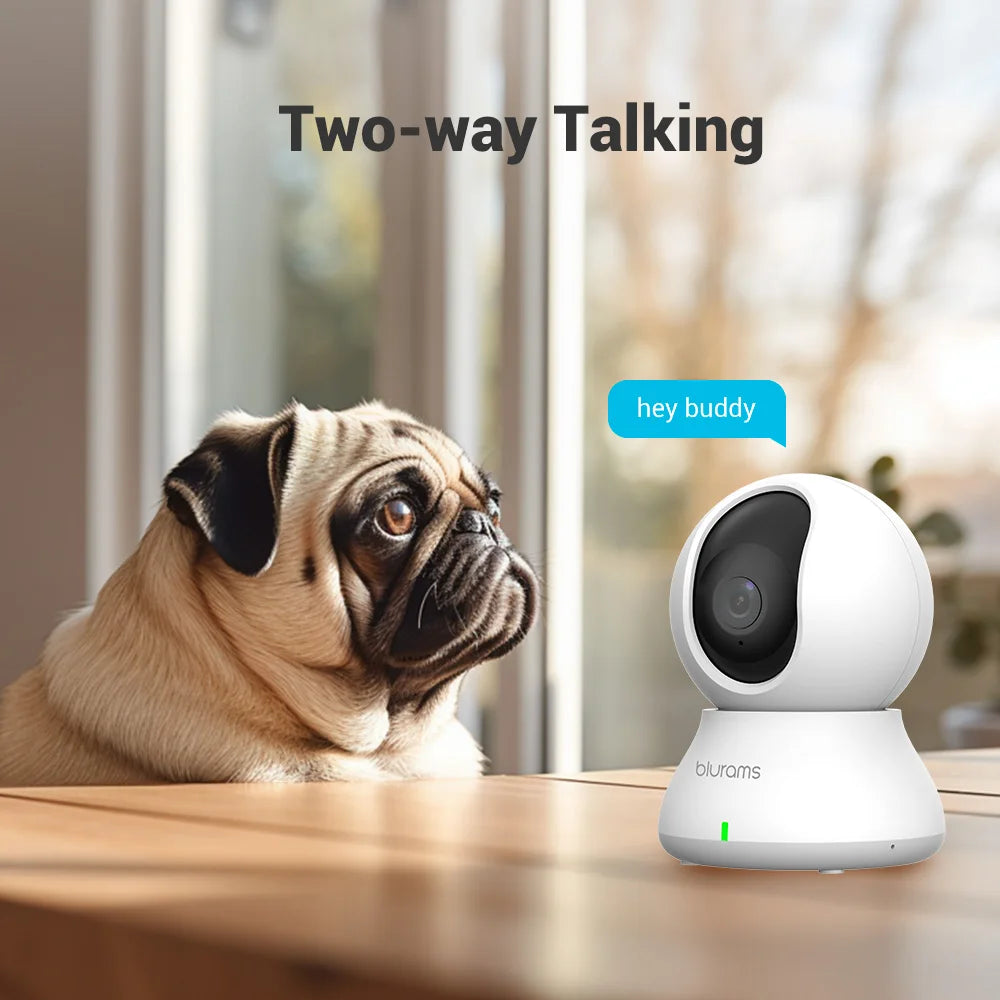 Blurams 2K Indoor WiFi Camera – 360° PTZ, Night Vision, 2-Way Talk