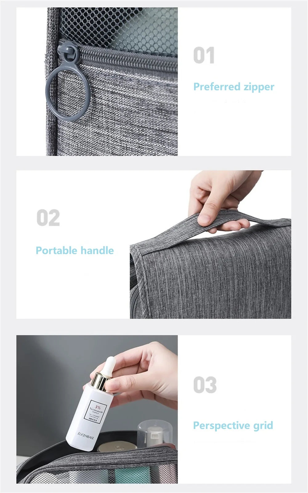 Portable Waterproof Toiletry Bag with Hanging Hook – Large Capacity Travel Makeup Organizer for Men & Women