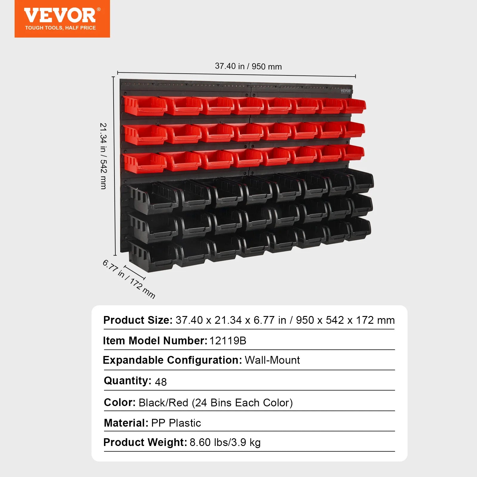 VEVOR Wall-Mounted Storage Bins Rack Organizer