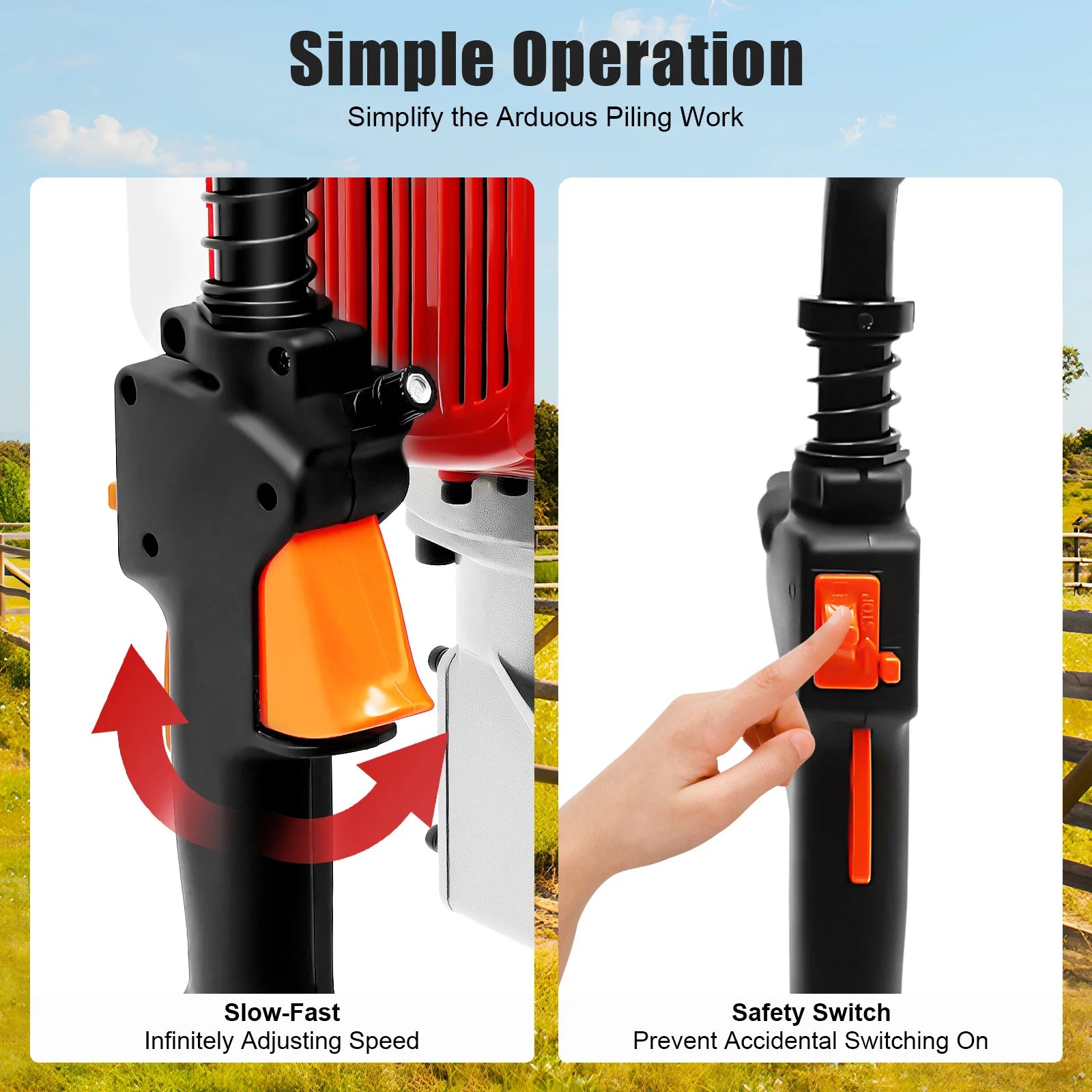 52CC Gas Post Driver Kit – 2-Stroke 1900W, 6500RPM