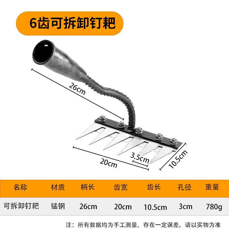 Carbon Steel Garden Hand Rake (5–8 Teeth)