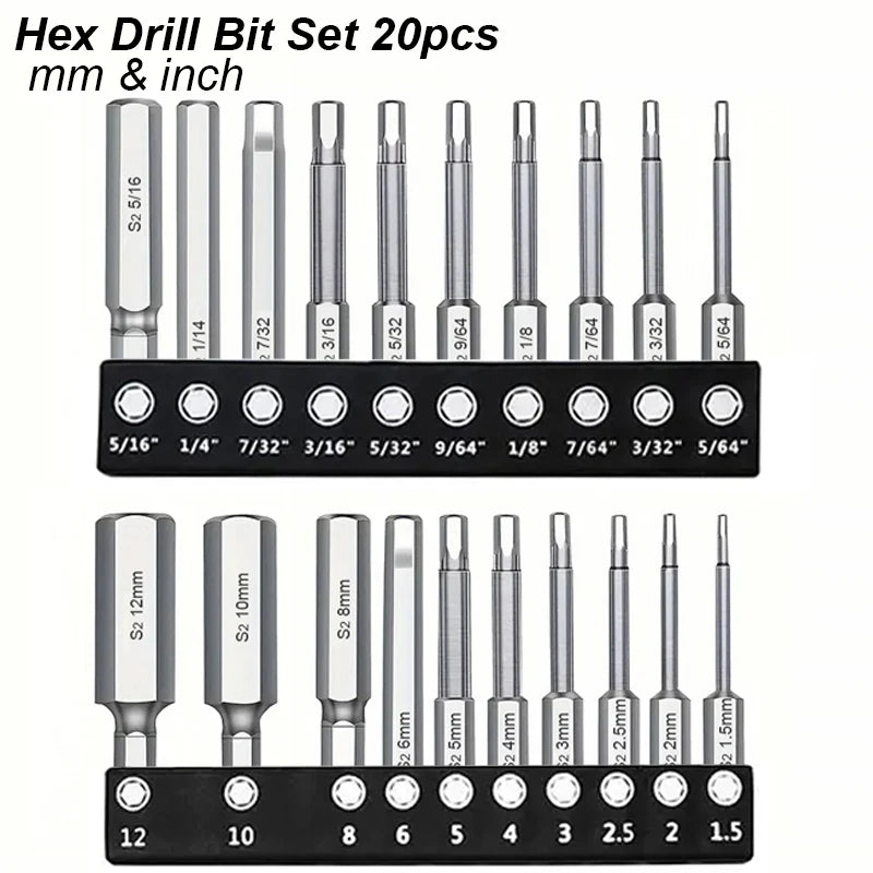 Magnetic Hex Head Allen Wrench Bit Set – Metric & SAE