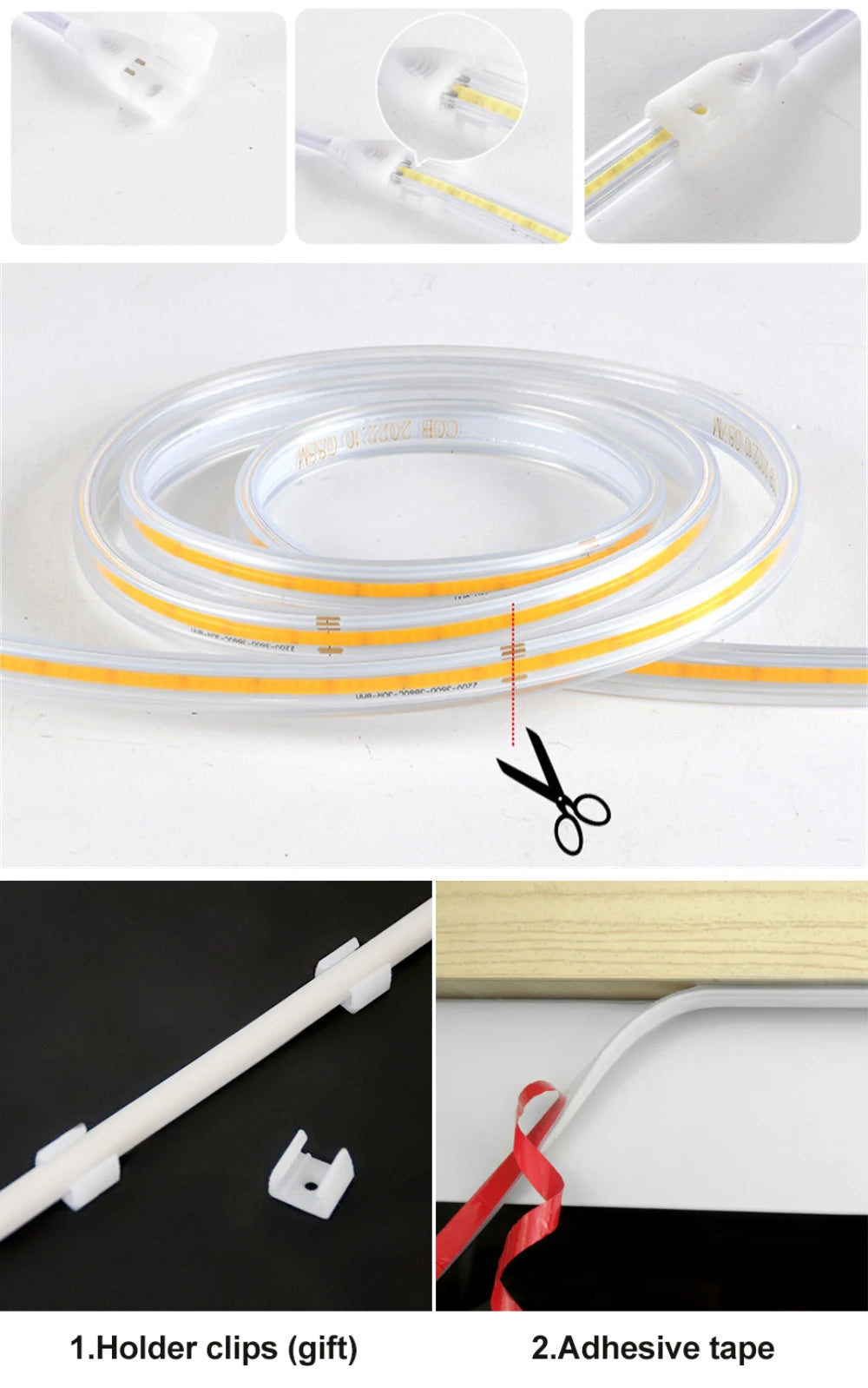 220V COB Waterproof LED Strip Lights