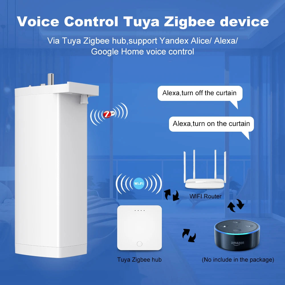 Tuya Smart 155MM Electric Curtain Motor – ZigBee/WiFi & Voice Control