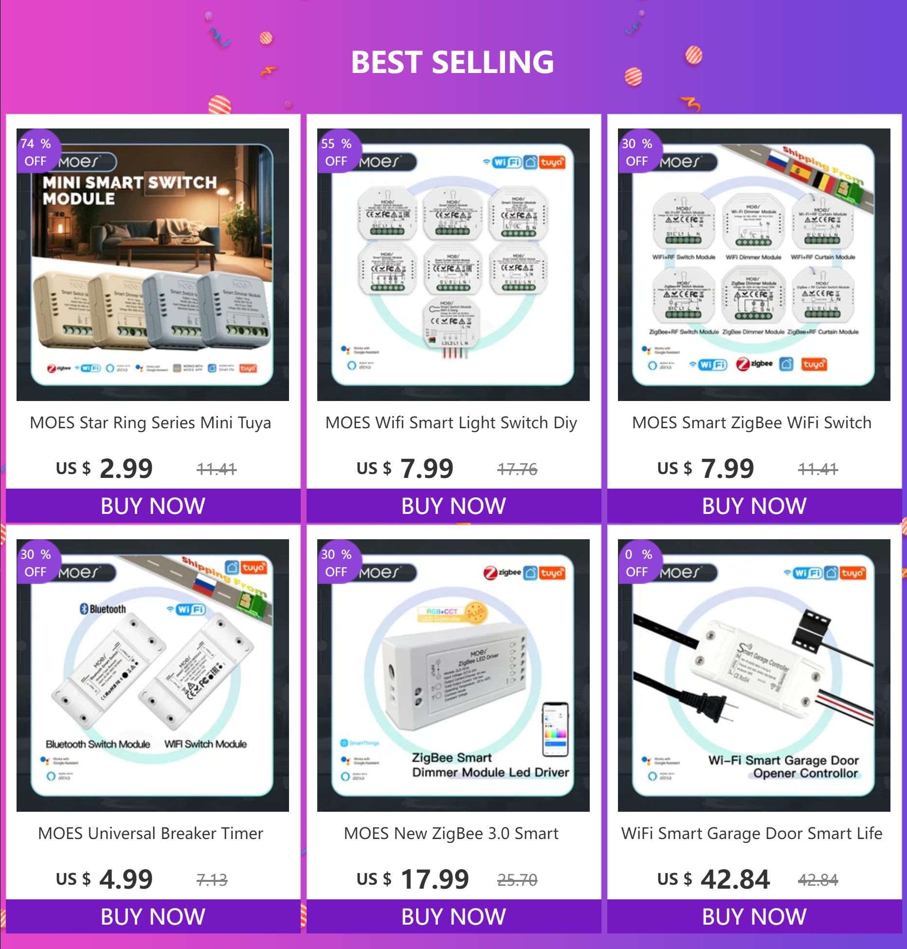 MOES Mini WiFi/Zigbee Smart Switch Module