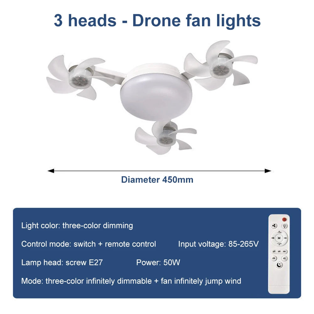 Drone Ceiling Fan with LED Lantern