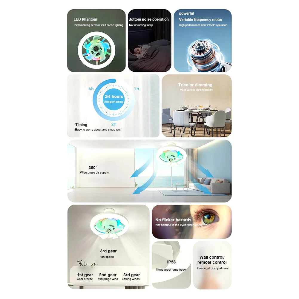 LED E27 Ceiling Fan with Light