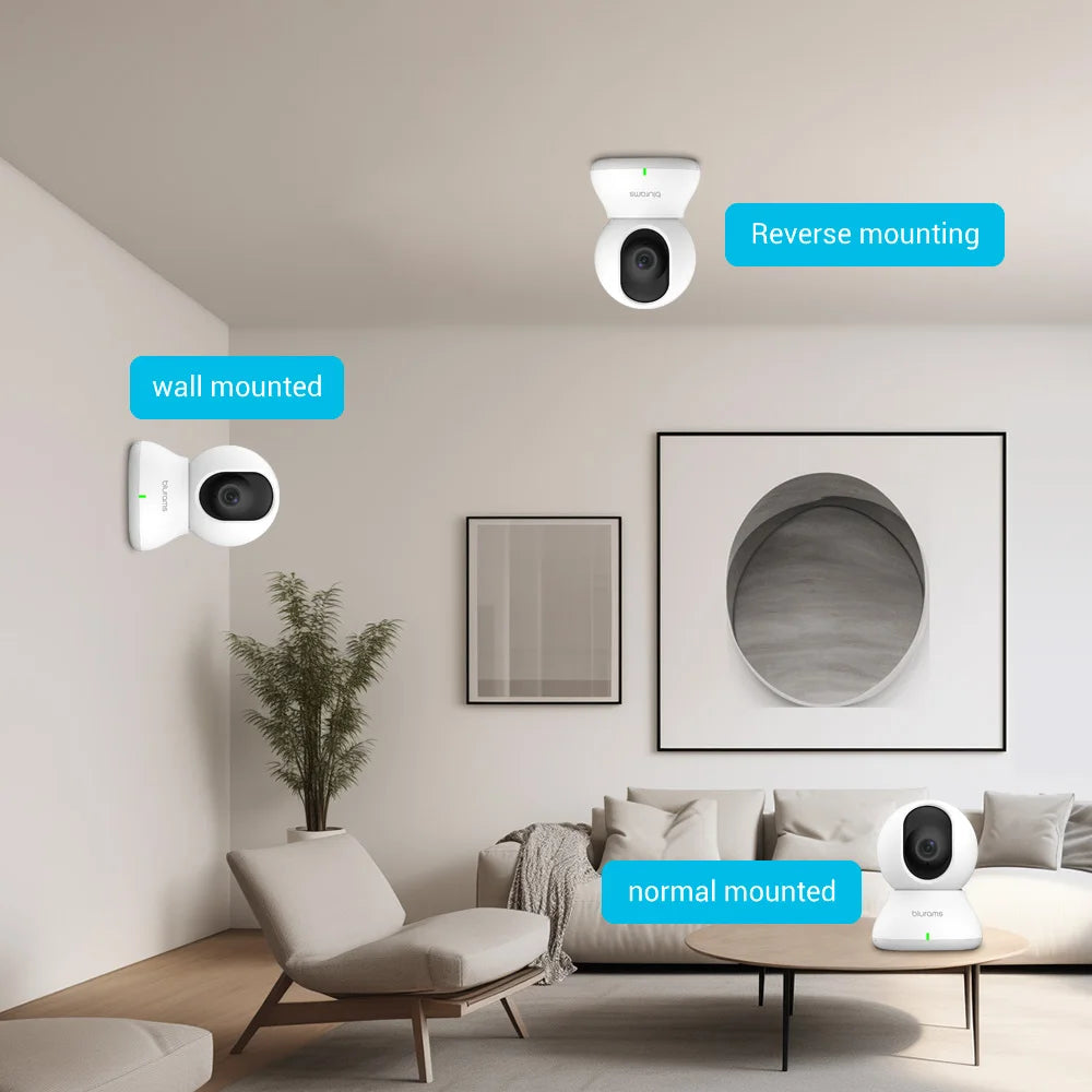 Blurams 2K Indoor WiFi Camera – 360° PTZ, Night Vision, 2-Way Talk