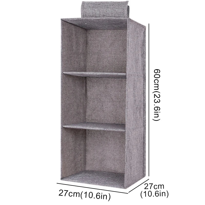 Cotton Linen Hanging Wardrobe Organizer – Collapsible Storage Shelf