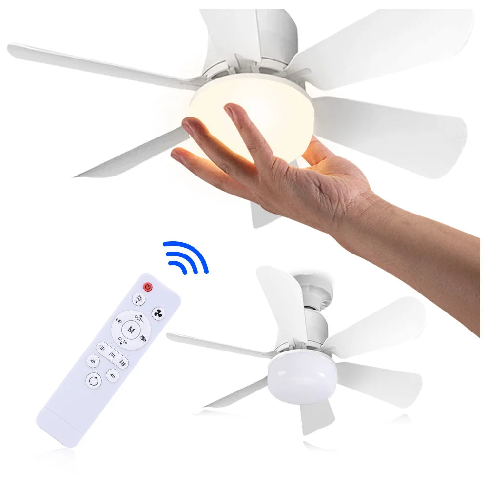 Small Ceiling Fan with Light & Remote
