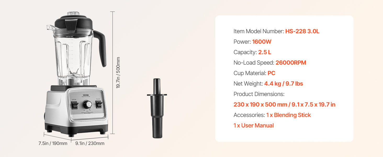 VEVOR 1400W Professional Smoothie Blender