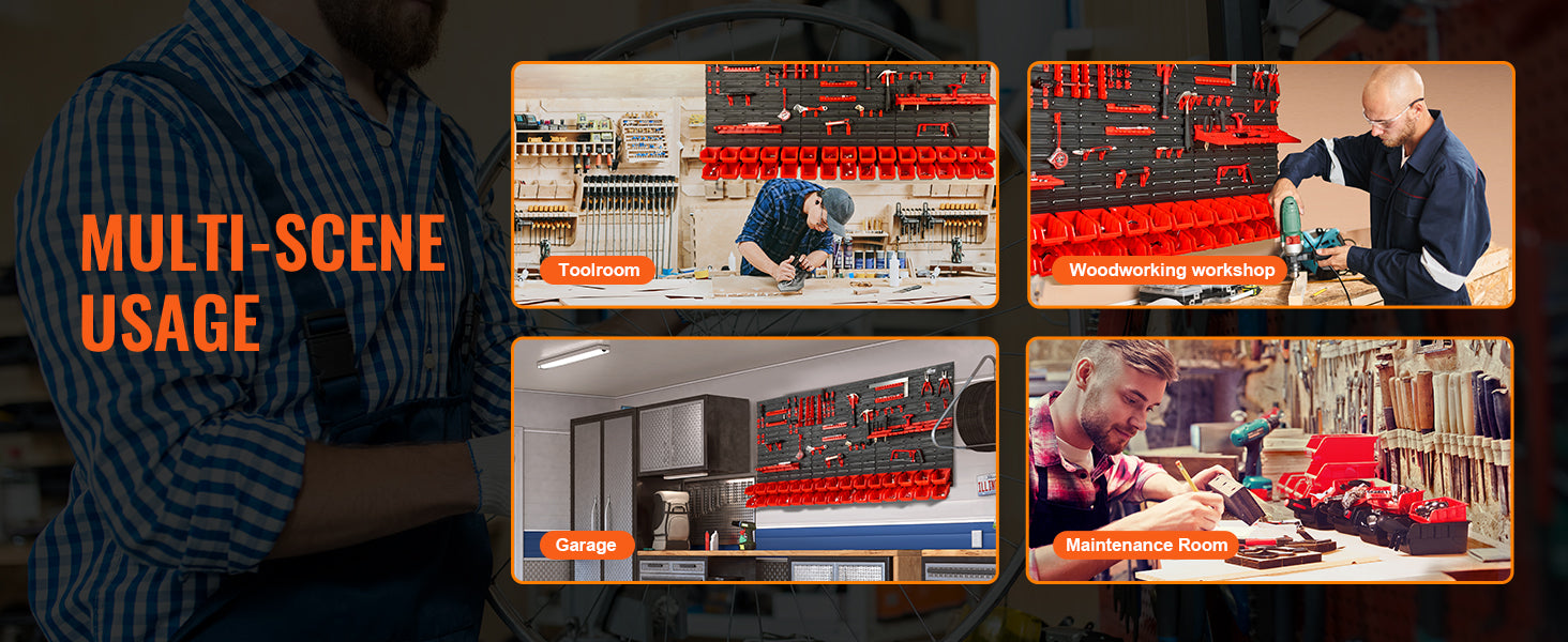 VEVOR Wall-Mounted Storage Bins Rack Organizer